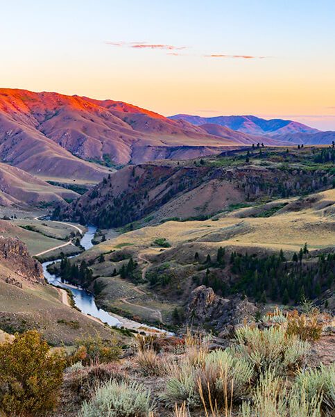 Sunset on the South Fork of the Boise River, Idaho